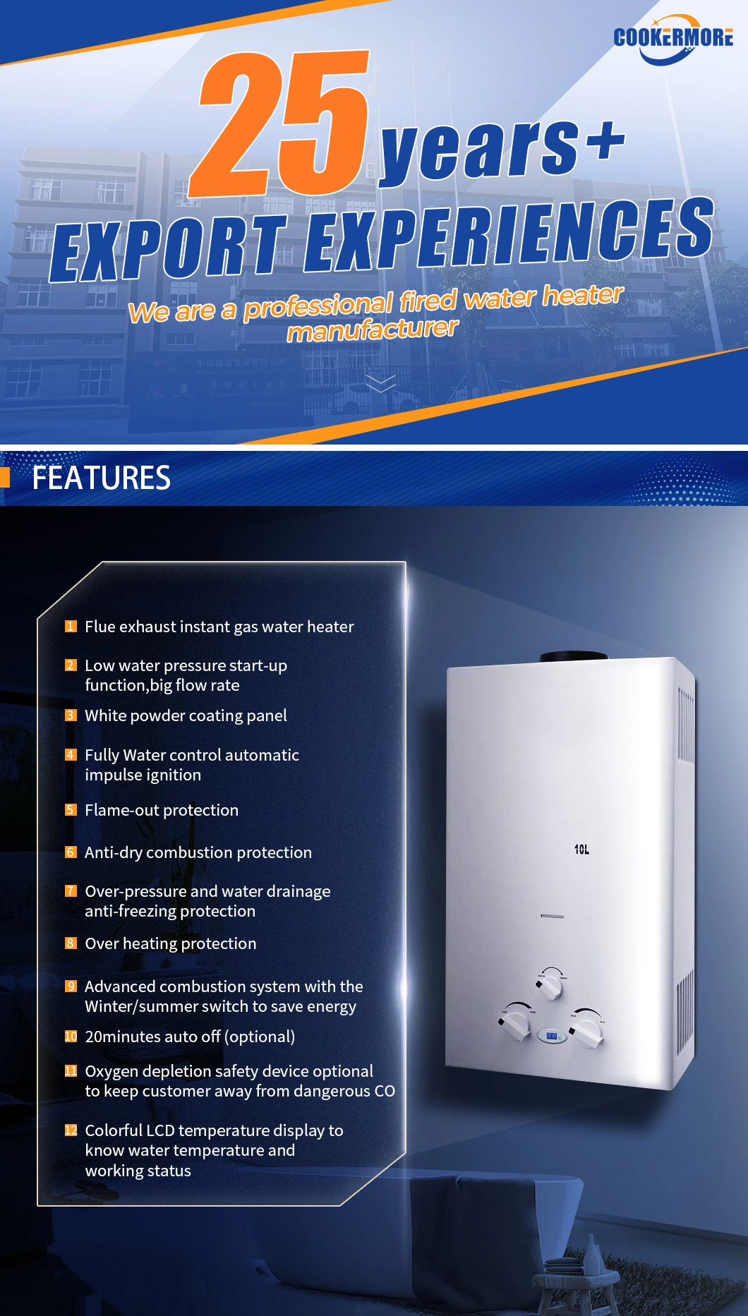 Portable LPG Hot Tankless Liquid Propane Instant Heat Pump Gaz Water Heaters