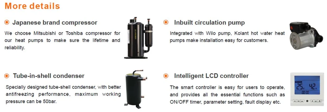 3.5kw, 5kw, 7.2kw, 9kw Residential Domestic Air to Water Heat Pump Hot Water Heater