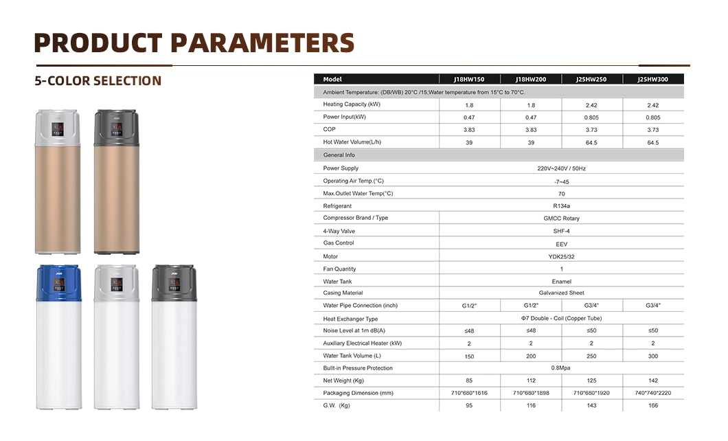 Household Electric Heat Pump Air Source All in One Hot Water Heater