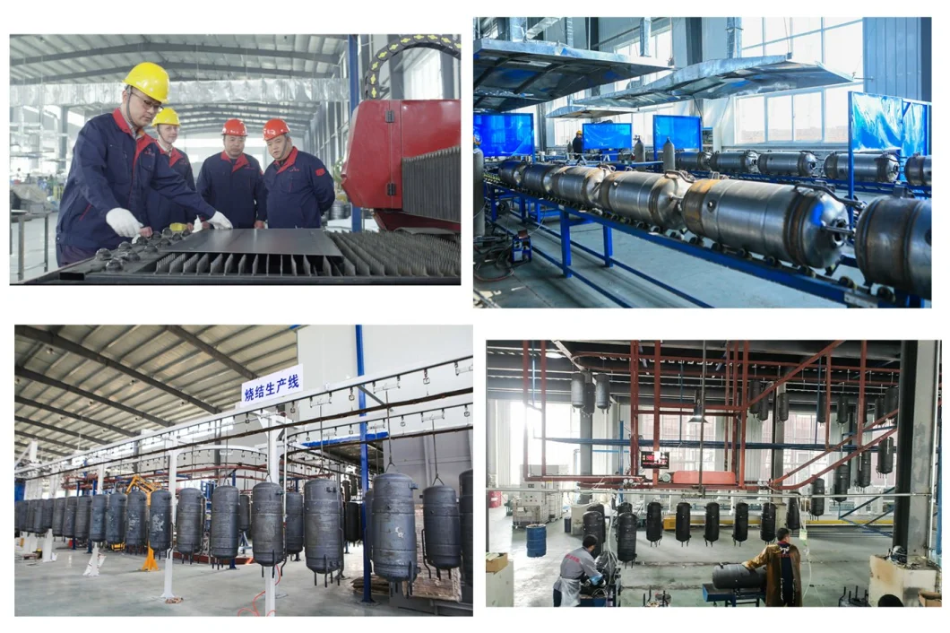 The Factory Mass-Produces Heat Pipe Pressurized Solar Water Heater Tanks That Can Be Used on The Roof and on The Ground