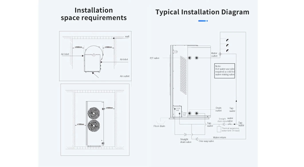 Leasy R134A All-in-One Heat Pump 75c High-Temp. Hot Water Heater with 350L/420L Built-in Enamel Water Storage Tank